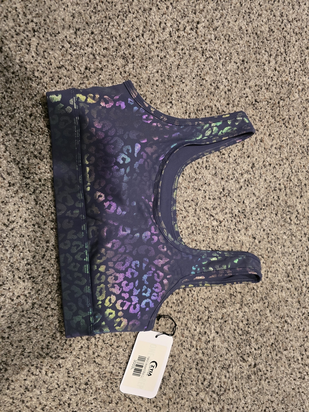 ZYIA Purple Metallic Rainbow Leopard Sports Bra